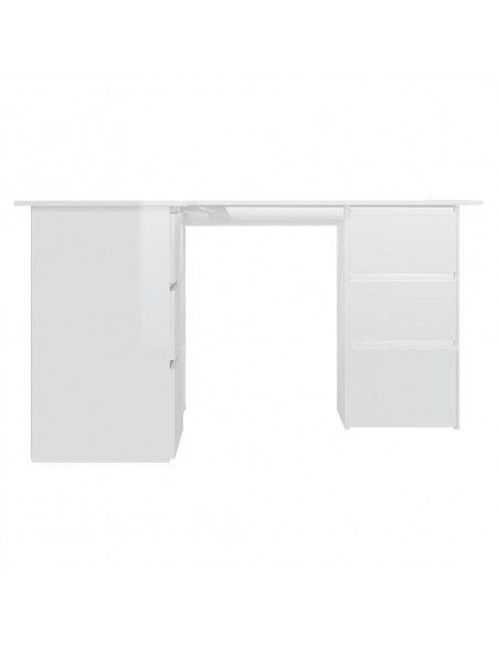 Scrivania Angolo Bianco Lucido 145x100x76 cm Legno Multistrato