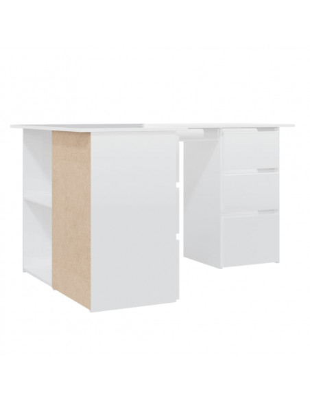 Scrivania Angolo Bianco Lucido 145x100x76 cm Legno Multistrato