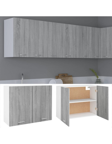 Mobile Pensile Grigio Sonoma 80x31x60 cm in Legno Multistrato