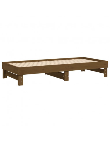 Dormeuse Estraibile Miele 2x(100x200) cm Legno Massello di Pino