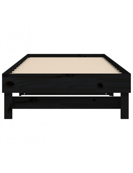 Dormeuse Estraibile Nera 2x(80x200) cm Legno Massello di Pino