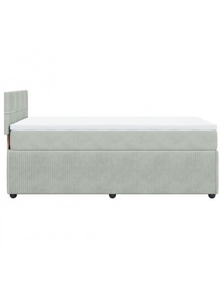 Giroletto a Molle con Materasso Grigio Chiaro 100x200cm Velluto