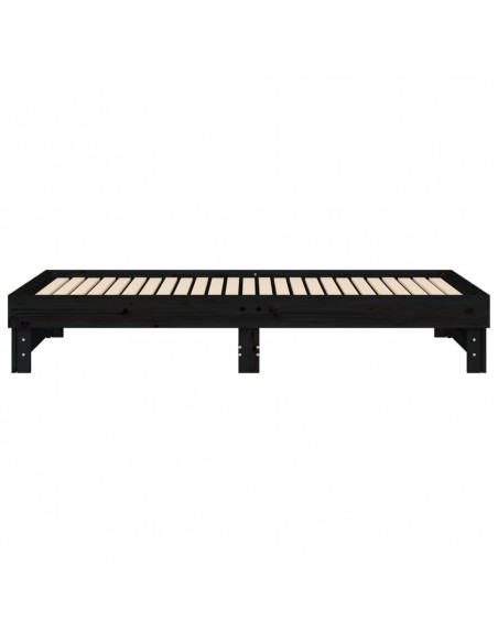 Dormeuse Estraibile Nera 2x(100x200) cm Legno Massello di Pino