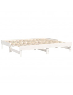 Dormeuse Estraibile Bianca 2x(80x200) cm Legno Massello di Pino 2