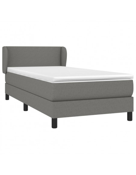 Giroletto a Molle con Materasso Grigio Scuro 90x200 cm Tessuto