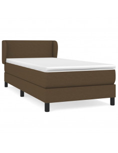 Giroletto a Molle con Materasso Marrone Scuro 90x200 cm Tessuto 2