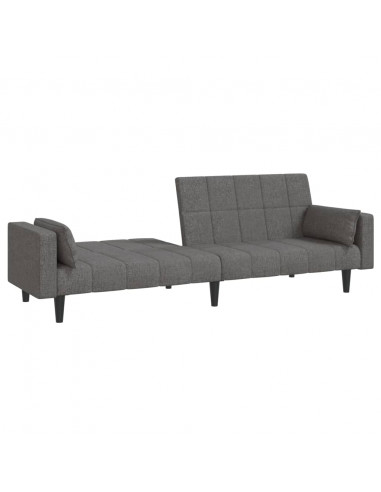 Divano Letto a 2 Posti con 2 Cuscini Grigio Chiaro in Tessuto