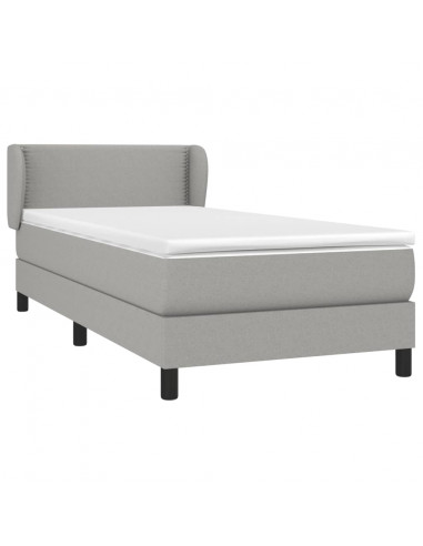 Giroletto a Molle con Materasso Grigio Chiaro 90x200 cm Tessuto