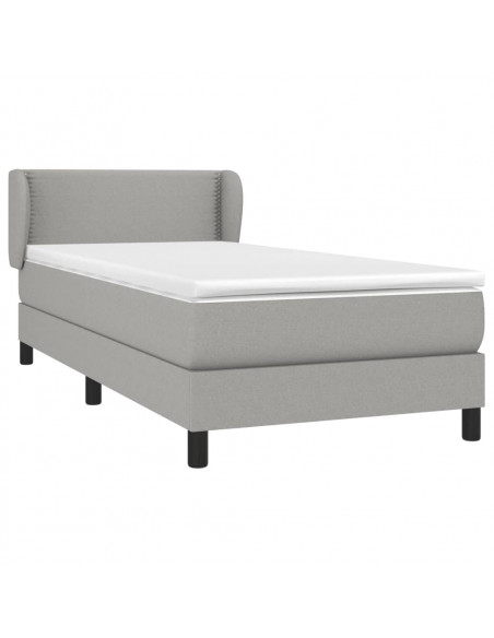 Giroletto a Molle con Materasso Grigio Chiaro 90x200 cm Tessuto