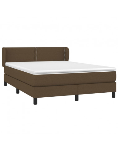 Giroletto a Molle con Materasso Marrone Scuro 140x190cm Tessuto