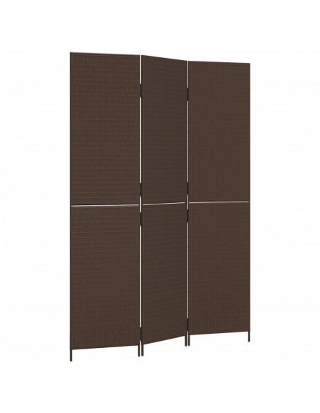Divisorio per Ambienti a 3 Pannelli Marrone in Polyrattan