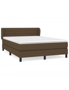 Giroletto a Molle con Materasso Marrone Scuro 140x190cm Tessuto 2