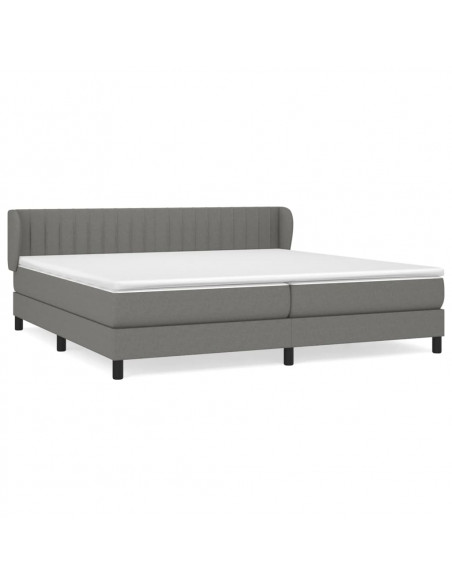 Giroletto a Molle con Materasso Grigio Scuro 200x200 cm Tessuto
