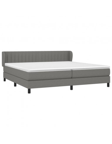 Giroletto a Molle con Materasso Grigio Scuro 200x200 cm Tessuto