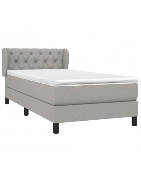 Giroletto a Molle con Materasso Grigio Chiaro 80x200 cm Tessuto