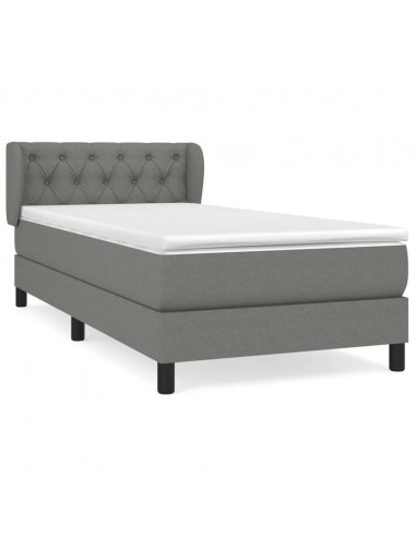 Giroletto a Molle con Materasso Grigio Scuro 80x200 cm Tessuto