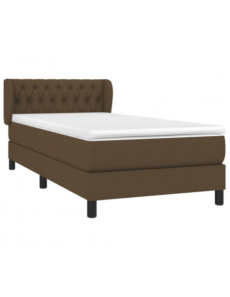 Giroletto a Molle con Materasso Marrone Scuro 90x200 cm Tessuto