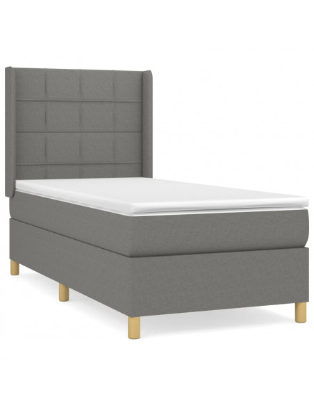 Giroletto a Molle con Materasso Grigio Scuro 80x200 cm Tessuto