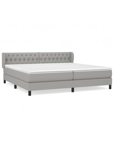 Giroletto a Molle con Materasso Grigio Chiaro 200x200cm Tessuto