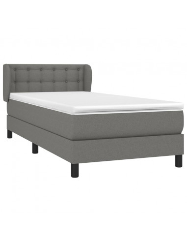 Giroletto a Molle con Materasso Grigio Scuro 90x190 cm Tessuto