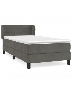 Giroletto a Molle con Materasso Grigio Scuro 100x200 cm Velluto 2