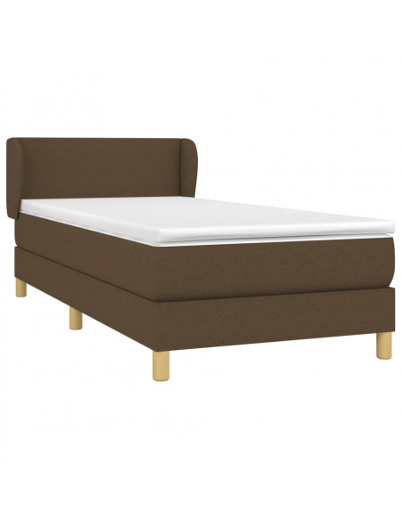 Giroletto a Molle con Materasso Marrone Scuro 100x200cm Tessuto
