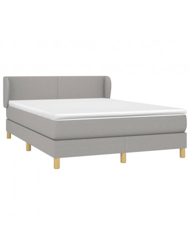 Giroletto a Molle con Materasso Grigio Chiaro 140x200cm Tessuto