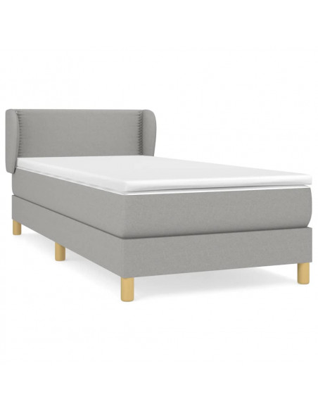 Giroletto a Molle con Materasso Grigio Chiaro 90x200 cm Tessuto