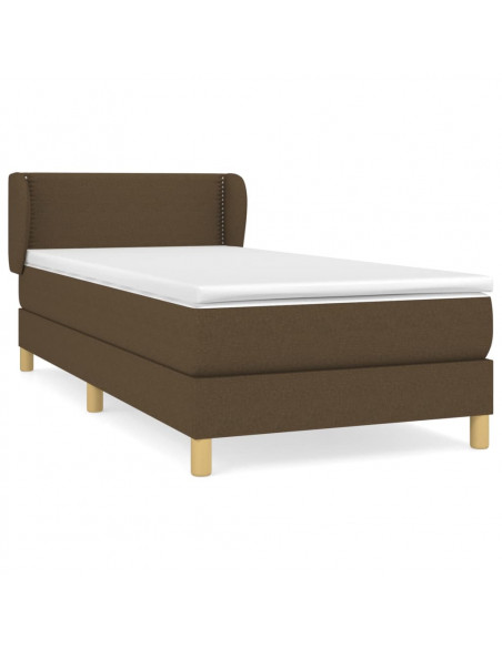 Giroletto a Molle con Materasso Marrone Scuro 100x200cm Tessuto