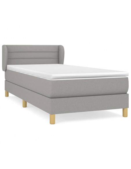 Giroletto a Molle con Materasso Grigio Chiaro 90x200 cm Tessuto