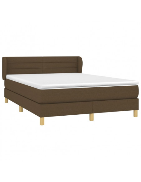 Giroletto a Molle con Materasso Marrone Scuro 140x190cm Tessuto