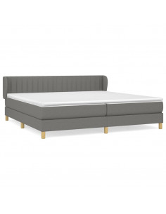 Giroletto a Molle con Materasso Grigio Scuro 200x200 cm Tessuto 2