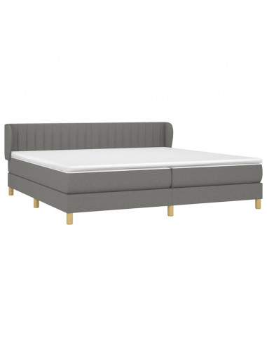 Giroletto a Molle con Materasso Grigio Scuro 200x200 cm Tessuto