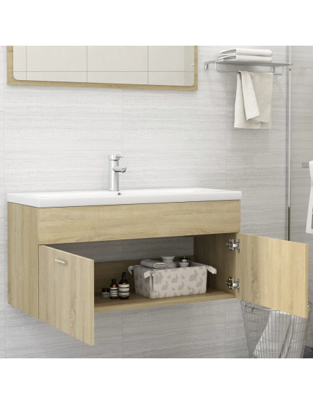 Mobile con Lavabo Integrato Rovere Sonoma in Legno Multistrato