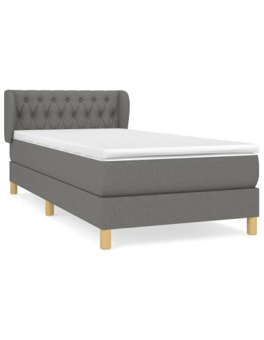 Giroletto a Molle con Materasso Grigio Scuro 90x190 cm Tessuto