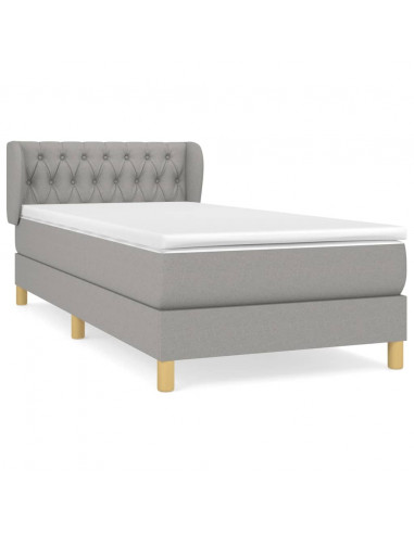 Giroletto a Molle con Materasso Grigio Chiaro 90x200 cm Tessuto