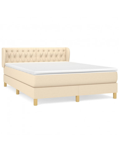 Giroletto a Molle con Materasso Crema 140x19 cm in Tessuto