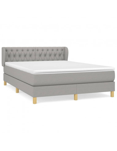 Giroletto a Molle con Materasso Grigio Chiaro 140x200cm Tessuto