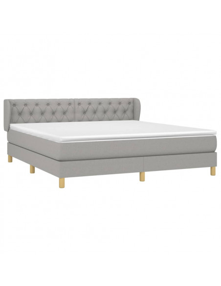 Giroletto a Molle con Materasso Grigio Chiaro160x200 cm Tessuto
