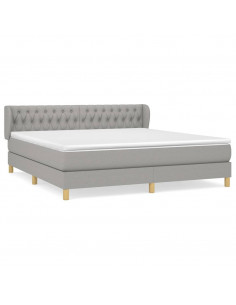 Giroletto a Molle con Materasso Grigio Chiaro180x200 cm Tessuto 2