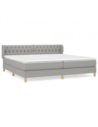 Giroletto a Molle con Materasso Grigio Chiaro 200x200cm Tessuto