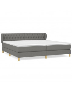 Giroletto a Molle con Materasso Grigio Scuro 200x200 cm Tessuto 2