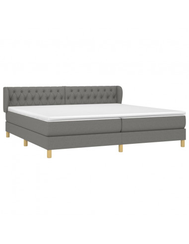 Giroletto a Molle con Materasso Grigio Scuro 200x200 cm Tessuto