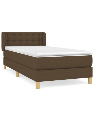 Giroletto a Molle con Materasso Marrone Scuro 90x200 cm Tessuto