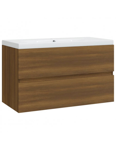Mobile Bagno Lavabo Integrato Rovere Marrone Legno Multistrato