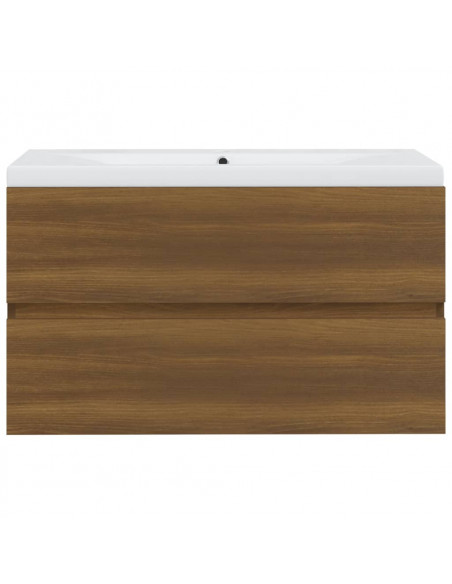 Mobile Bagno Lavabo Integrato Rovere Marrone Legno Multistrato