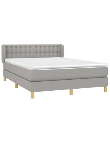 Giroletto a Molle con Materasso Grigio Chiaro 140x200cm Tessuto