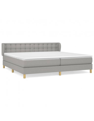 Giroletto a Molle con Materasso Grigio Chiaro 200x200cm Tessuto