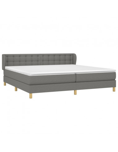 Giroletto a Molle con Materasso Grigio Scuro 200x200 cm Tessuto