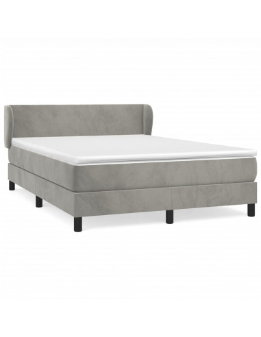 Giroletto a Molle con Materasso Grigio Chiaro 140x190cm Velluto